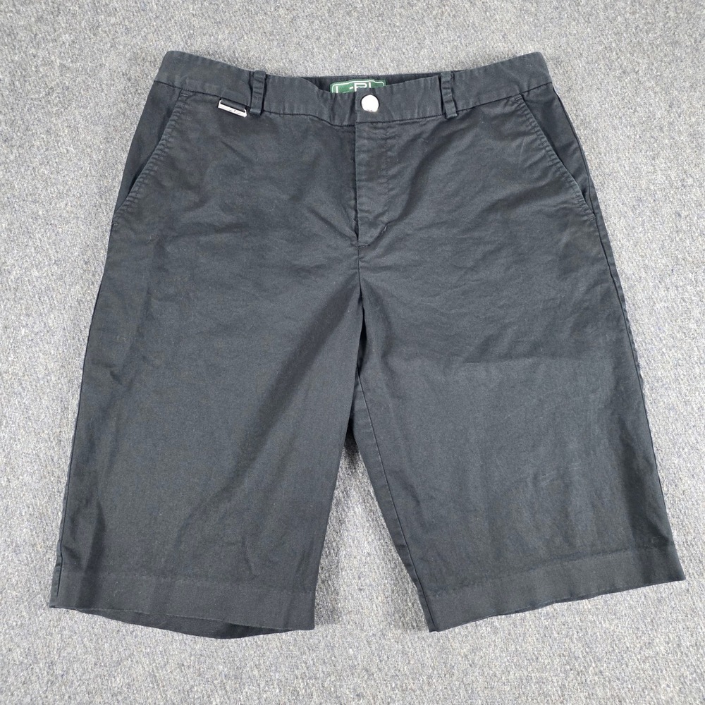 Lauren Ralph Lauren‎ Womens Active Black Cotton Stretch Bermuda Shorts 8 LRL